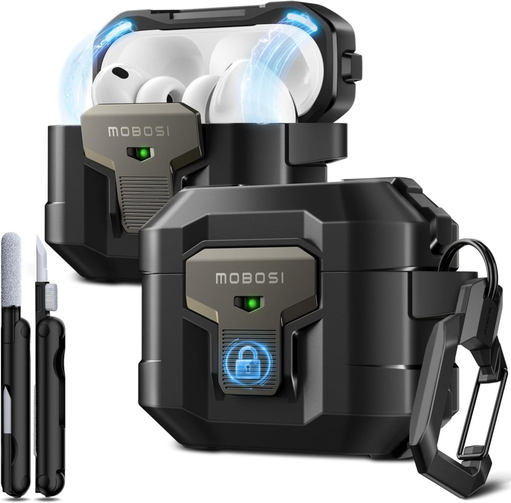 MOBOSI for AirPods Pro 3 Case 2025 with Drop-Proof Lock, Black