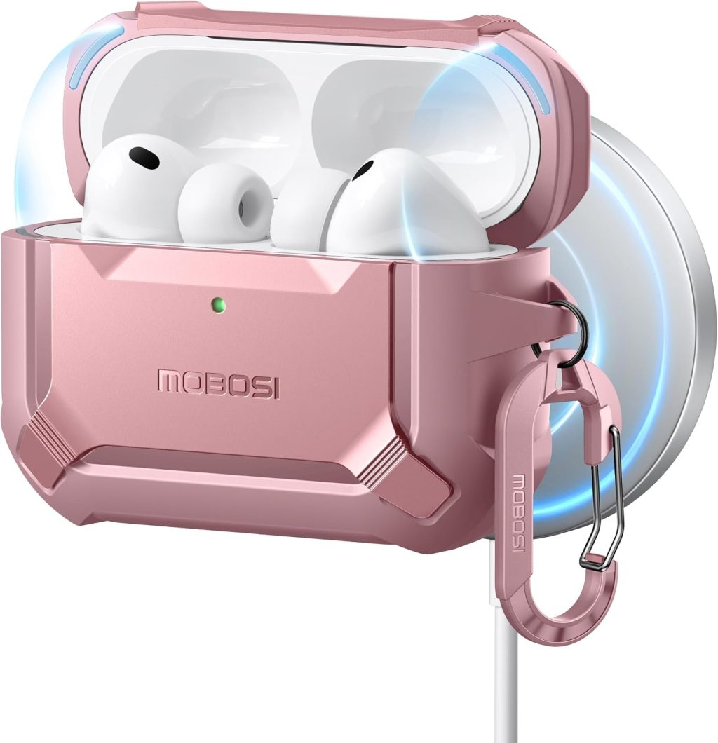 MOBOSI for AirPods Pro 3 Case with Magnetic Lid Lock,Pink