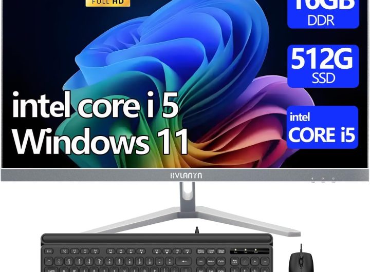 23.8-Inch Fhd All-in-One Desktop Compute,Core i5, 16GB DDR RAM,512GB PCIe SSD,1920x1080 FHD Display, WiFi, Bluetooth,Mouse and Keyboard Include,with 1-Year Warrant