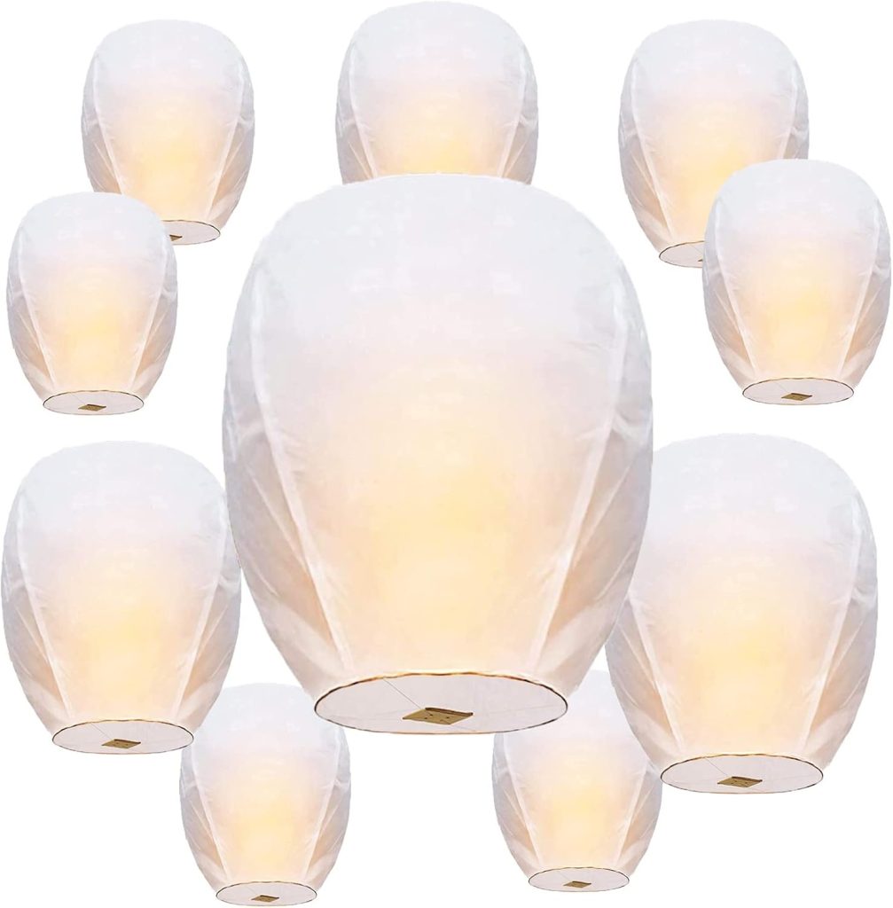 제네릭 스카이 랜턴 20팩: 기념일 야외 행사를 위한 소원 풍등 안내 6 Sky Lanterns 20 Pack Chinese Memorial Lanterns to Release in Sky