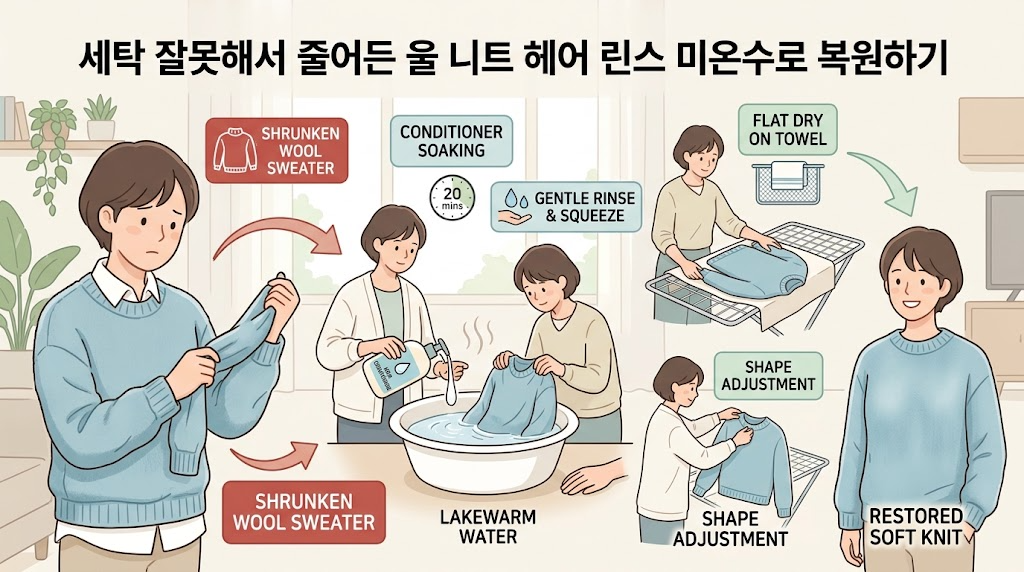 니트 줄어들었을 때 린스 미온수로 원래대로 복원하는 법 5 니트 줄어들었을 때 린스 관련 이미지 4