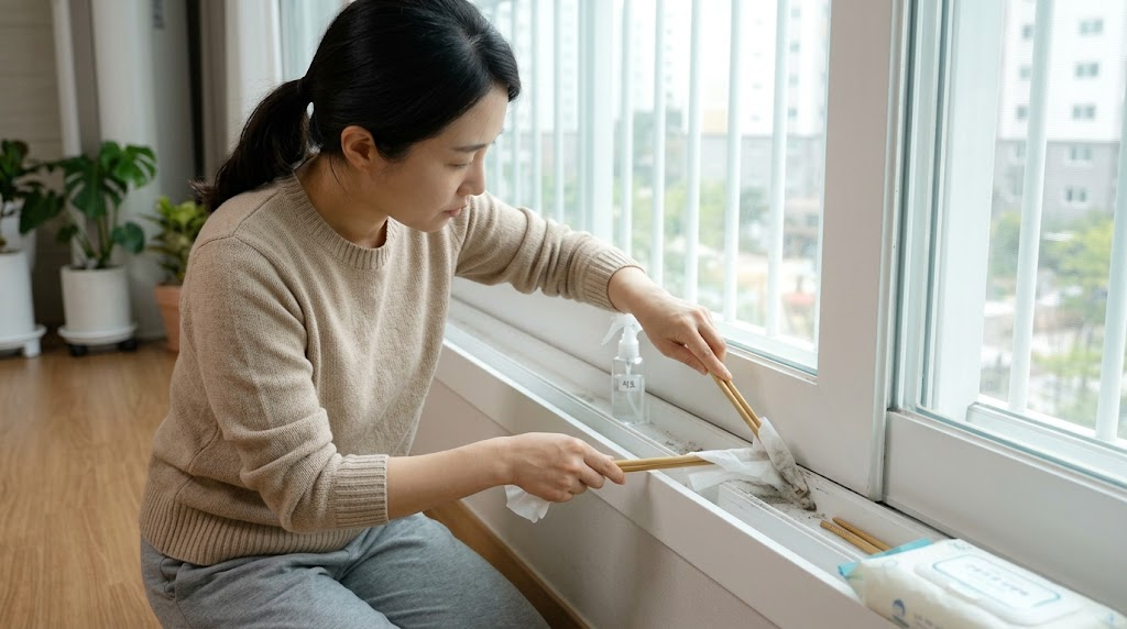 유리창 창틀 먼지 청소 나무젓가락과 식초로 찌든 때 제거법 6 유리창 창틀 먼지 청소 관련 이미지 5